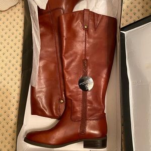 NWT I.N.C. high boots in chestnut color. Beautiful genuine leather upper.